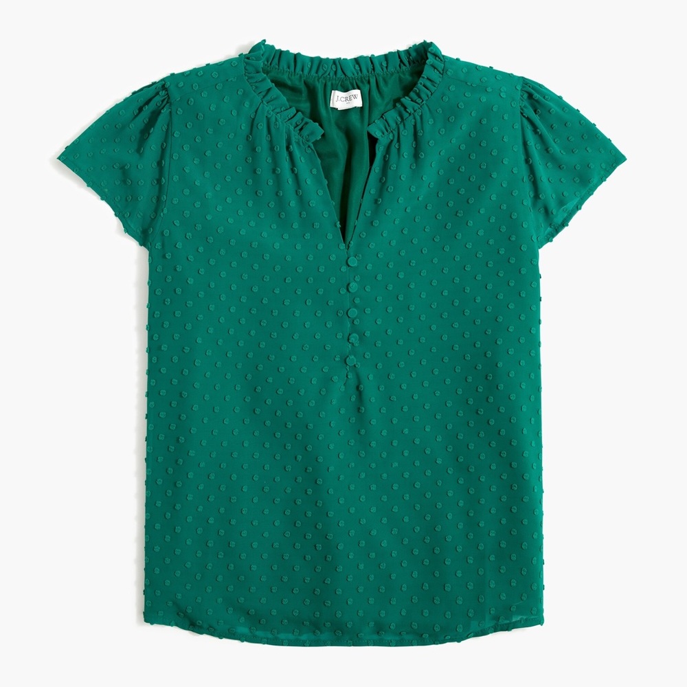 J.Crew - Ruffleneck Polkadot Top - Size XS - New